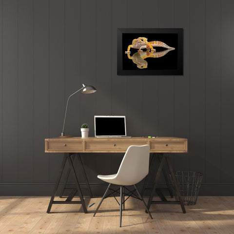 Leopard Gecko Black Modern Wood Framed Art Print by Oesin, Dikky