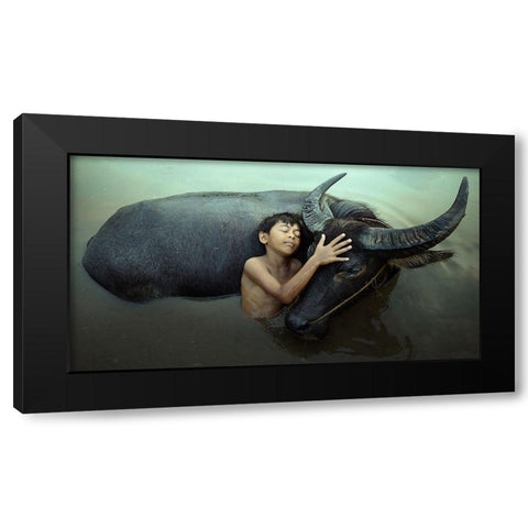 Peaceful Black Modern Wood Framed Art Print by Bhs, Fahmi
