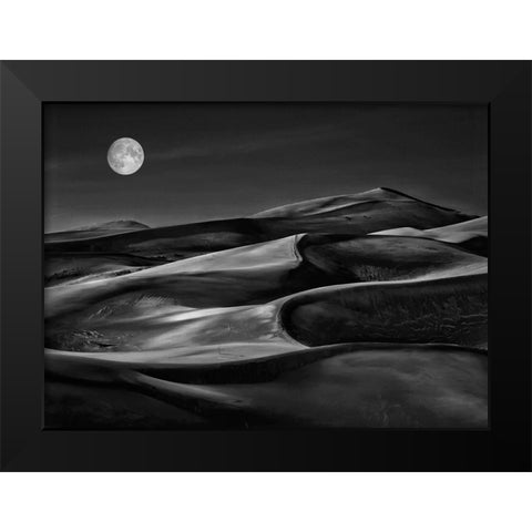The night walked down the sky Black Modern Wood Framed Art Print by Depaepe, Yvette