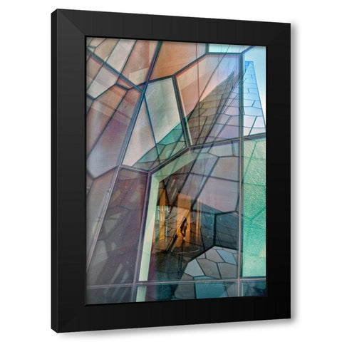 Colour Mosaic Black Modern Wood Framed Art Print by Kravanja, Jure