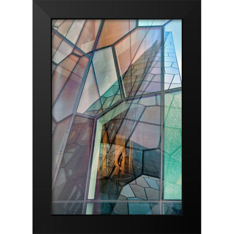 Colour Mosaic Black Modern Wood Framed Art Print by Kravanja, Jure