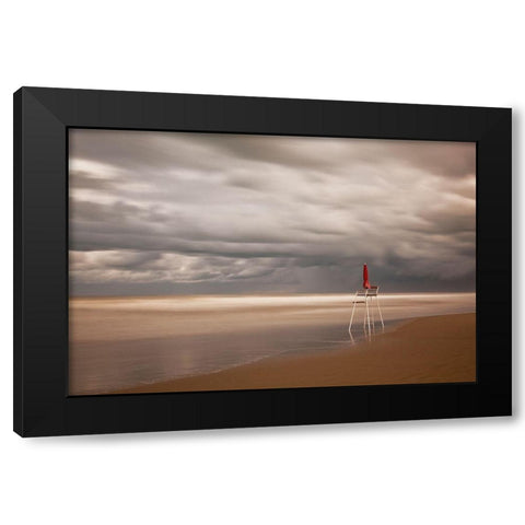 Red Black Modern Wood Framed Art Print by Della Latta, Massimo