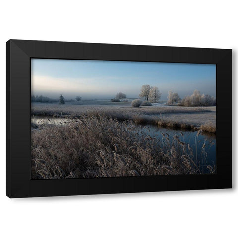 Cold Black Modern Wood Framed Art Print by Pauli, Nina