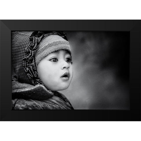 the kid from Sarangkot Black Modern Wood Framed Art Print by Flour, Piet
