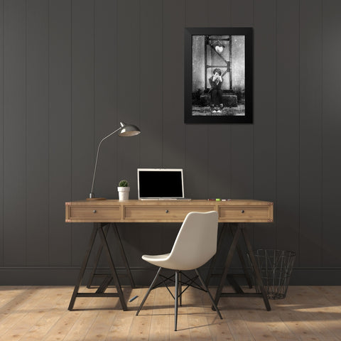 1st love Black Modern Wood Framed Art Print by Dan, Bez