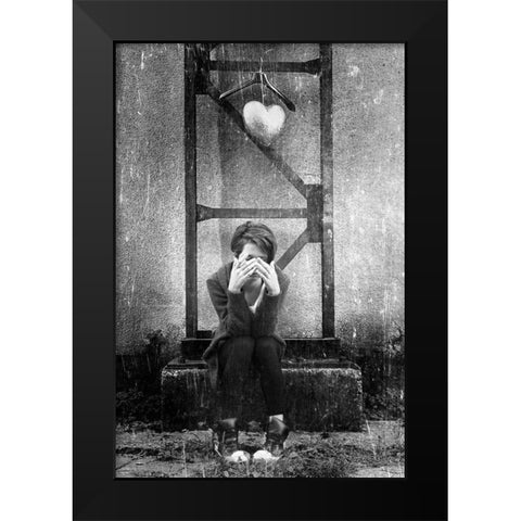 1st love Black Modern Wood Framed Art Print by Dan, Bez