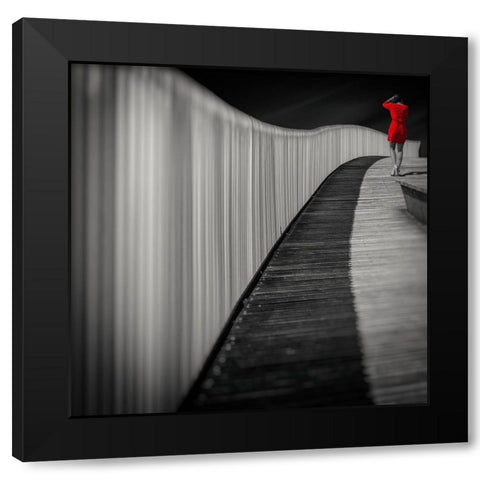 Woman in red Black Modern Wood Framed Art Print with Double Matting by Antonio Cobo, Marco