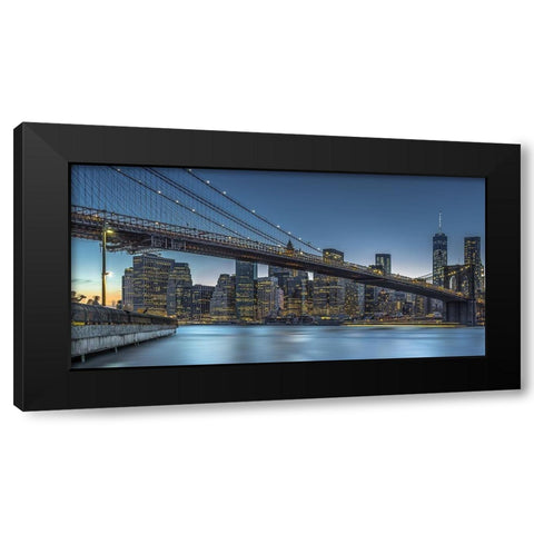 New York  Blue Hour over Manhattan Black Modern Wood Framed Art Print by Jurek, Michael
