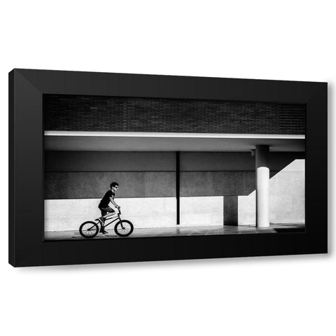 shades of gray Black Modern Wood Framed Art Print with Double Matting by Castro, Joao