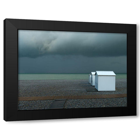 Beachhouses Black Modern Wood Framed Art Print by Wehrmann, Elisabeth