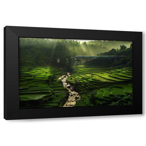 Crossing The Beautiful Bridge Black Modern Wood Framed Art Print with Double Matting by Raja Sulbar, Ismail