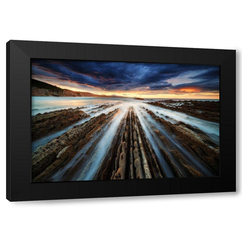 Zumaia Flysch Black Modern Wood Framed Art Print with Double Matting by Pablo De, Juan