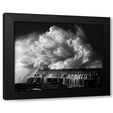 A Crashing Wave Black Modern Wood Framed Art Print with Double Matting by Hermann, Maciej