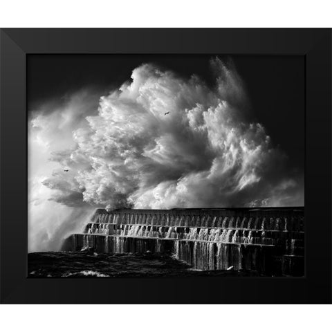 A Crashing Wave Black Modern Wood Framed Art Print by Hermann, Maciej