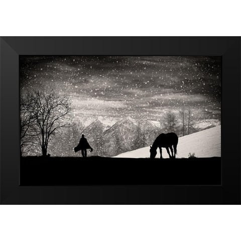 Its time to go Black Modern Wood Framed Art Print by Guarino, Vito