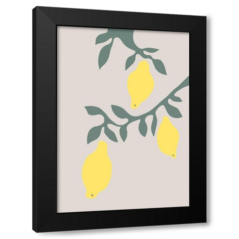 Lemons Black Modern Wood Framed Art Print with Double Matting by Artographie Studio