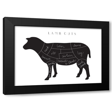 Lamb Cuts Black Modern Wood Framed Art Print with Double Matting by Artographie Studio