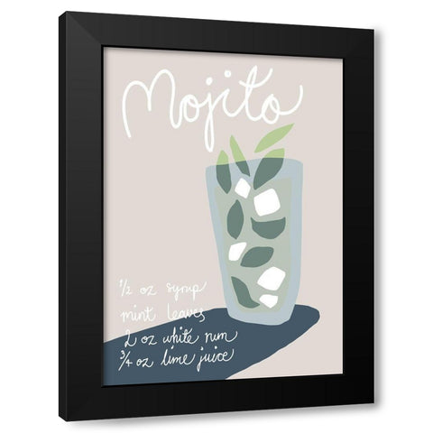 Mojito Black Modern Wood Framed Art Print by Artographie Studio