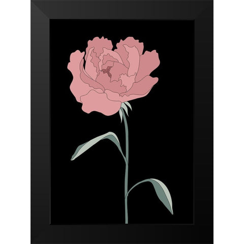 Peony 01 Black Modern Wood Framed Art Print by Artographie Studio