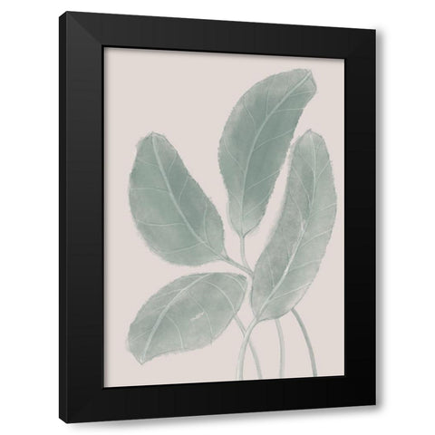 Leaves Watercolor Black Modern Wood Framed Art Print by Artographie Studio