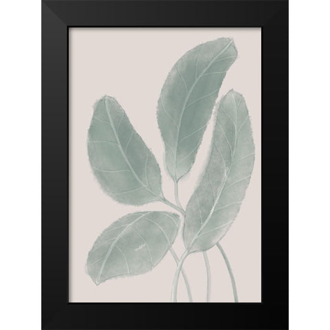 Leaves Watercolor Black Modern Wood Framed Art Print by Artographie Studio