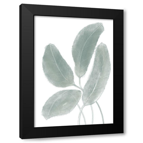 Leaves Watercolor 02 Black Modern Wood Framed Art Print with Double Matting by Artographie Studio