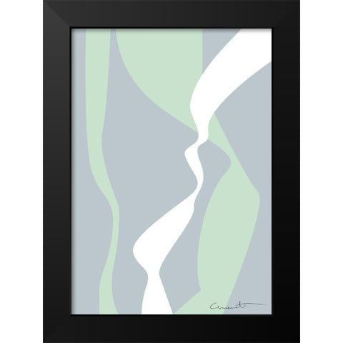 Wavy Tracks Black Modern Wood Framed Art Print by Artographie Studio