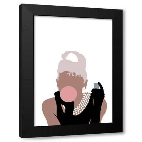 Bubblegum Girl Black Modern Wood Framed Art Print by Artographie Studio