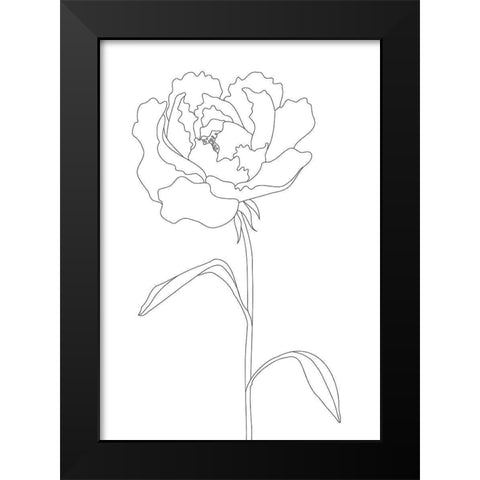 Peony Lines Black Modern Wood Framed Art Print by Artographie Studio