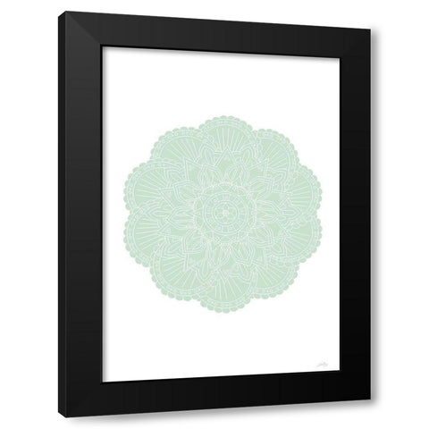 Mandala Green Black Modern Wood Framed Art Print by Artographie Studio