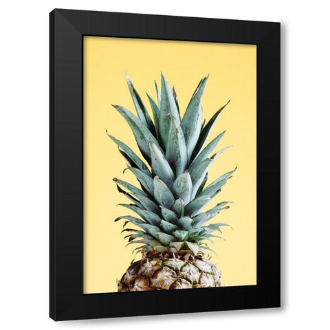 Pineapple Yellow 03 Black Modern Wood Framed Art Print with Double Matting by Artographie Studio