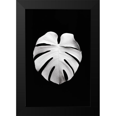 Monstera White 04 Black Modern Wood Framed Art Print by Artographie Studio