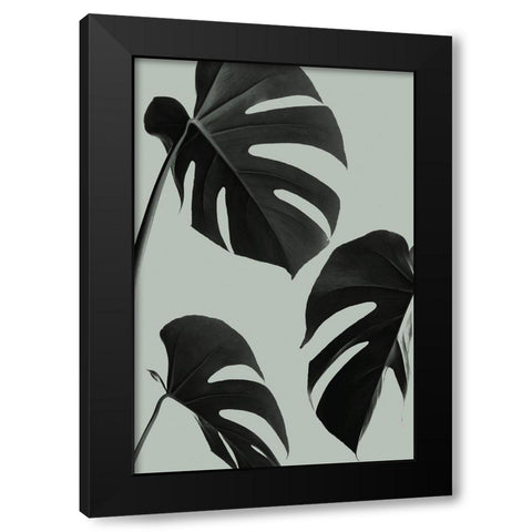 Monstera Teal 05 Black Modern Wood Framed Art Print with Double Matting by Artographie Studio