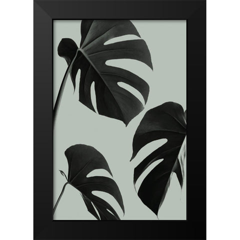 Monstera Teal 05 Black Modern Wood Framed Art Print by Artographie Studio