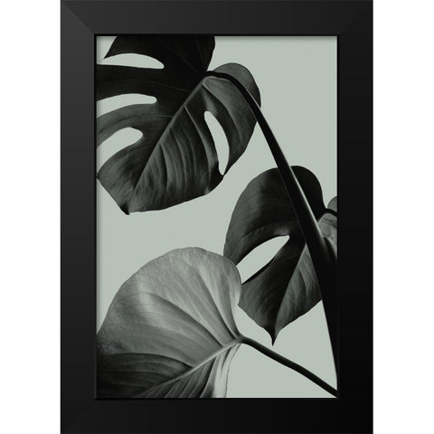 Monstera Teal 07 Black Modern Wood Framed Art Print by Artographie Studio