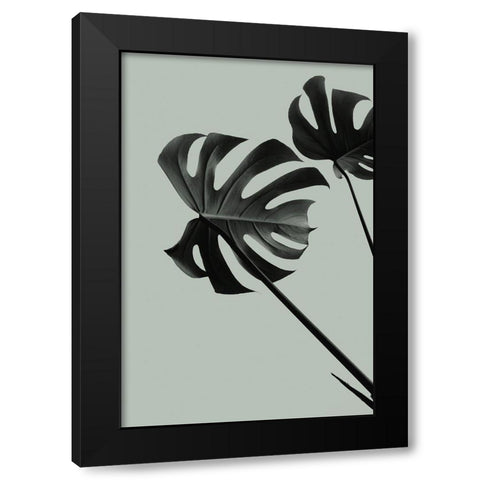 Monstera Teal 09 Black Modern Wood Framed Art Print by Artographie Studio