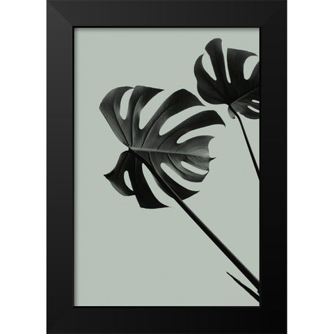 Monstera Teal 09 Black Modern Wood Framed Art Print by Artographie Studio