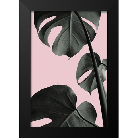 Monstera Pink No 03 Black Modern Wood Framed Art Print by Artographie Studio