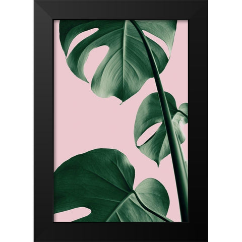 Monstera Pink No 06 Black Modern Wood Framed Art Print by Artographie Studio