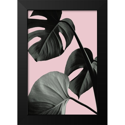 Monstera Pink No 04 Black Modern Wood Framed Art Print by Artographie Studio