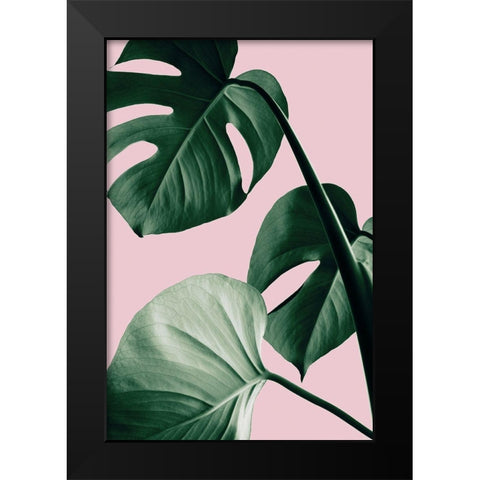 Monstera Pink No 07 Black Modern Wood Framed Art Print by Artographie Studio