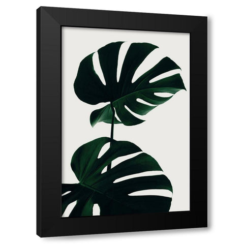 Monstera Natural 09 Black Modern Wood Framed Art Print with Double Matting by Artographie Studio