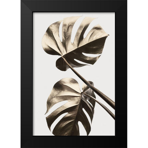 Monstera Gold 08 Black Modern Wood Framed Art Print by Artographie Studio