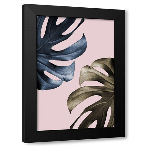 Monstera Pink Light 01 Black Modern Wood Framed Art Print by Artographie Studio