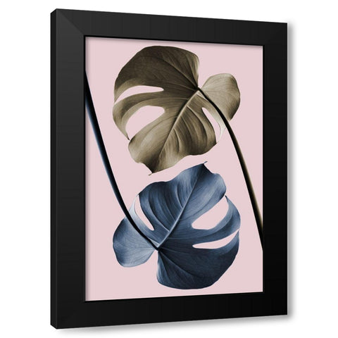 Monstera Pink Light 02 Black Modern Wood Framed Art Print by Artographie Studio