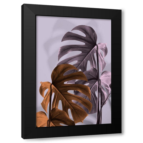 Monstera Purple 02 Black Modern Wood Framed Art Print with Double Matting by Artographie Studio