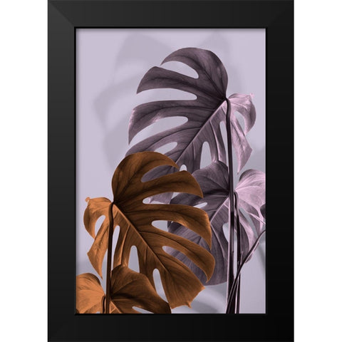 Monstera Purple 02 Black Modern Wood Framed Art Print by Artographie Studio