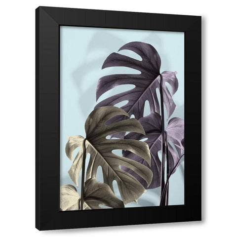 Monstera Blue 02 Black Modern Wood Framed Art Print by Artographie Studio
