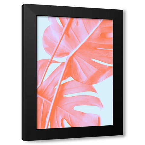 Monstera Orange 04 Black Modern Wood Framed Art Print with Double Matting by Artographie Studio