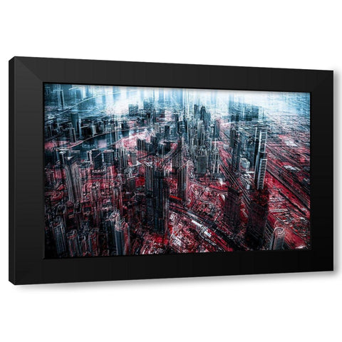 City Apocalypse Black Modern Wood Framed Art Print by Tesching, Klaus